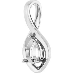 18K White Gold  8x6 mm Pear Pendant Mounting – image 4