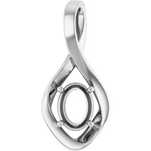 10K X1 White Gold  8x6 mm Oval Pendant Mounting – image 2