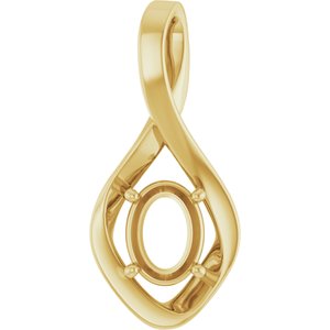 18K Yellow Gold  8x6 mm Oval Pendant Mounting – image 2
