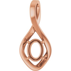 14K Rose Gold  8x6 mm Oval Pendant Mounting – image 2