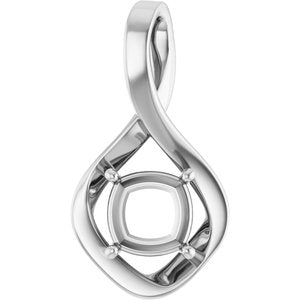 18K Palladium White Gold  7 mm Cushion Pendant Mounting – image 2