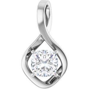18K Palladium White Gold  7 mm Cushion Pendant Mounting