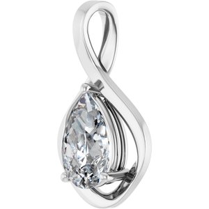 18K X1 White Gold  12x8 mm Pear Pendant Mounting – image 3