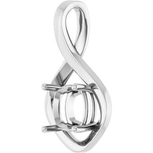 14K X1 White Gold  8 mm Cushion Pendant Mounting – image 4