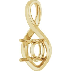 14K Yellow Gold  8 mm Cushion Pendant Mounting – image 4