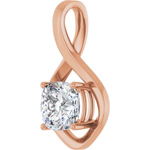 18K Rose Gold  8 mm Cushion Pendant Mounting – image 3