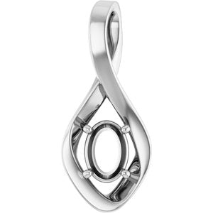 18K X1 White Gold  7x5 mm Oval Pendant Mounting – image 2