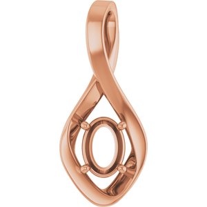 14K Rose Gold  7x5 mm Oval Pendant Mounting – image 2