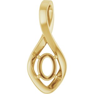 10K Yellow Gold  7x5 mm Oval Pendant Mounting – image 2