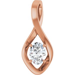 14K Rose Gold  7x5 mm Oval Pendant Mounting