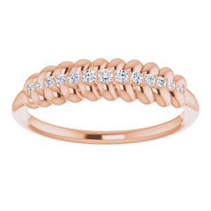 14K Rose Gold 1/10 CTW Natural Diamond Rope Ring