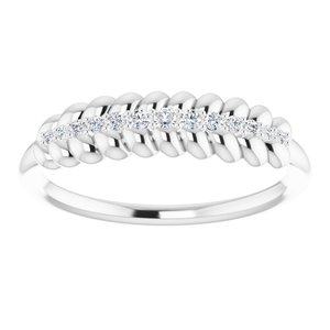 14K White Gold 1/10 CTW Natural Diamond Rope Ring