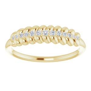 14K Yellow Gold 1/10 CTW Natural Diamond Rope Ring