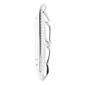 14K White Gold .06 CTW Natural Diamond Feather Pendant