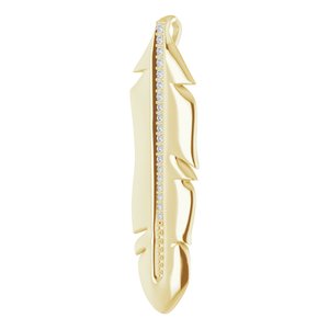 14K Yellow Gold .06 CTW Natural Diamond Feather Pendant