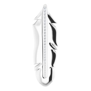 Sterling Silver .06 CTW Natural Diamond Feather Pendant
