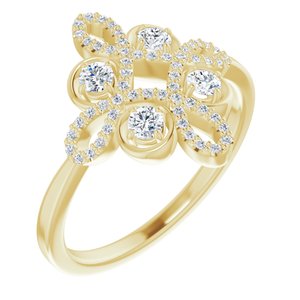 14K Yellow Gold 1/3 CTW Natural Diamond Clover Ring