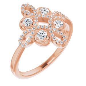14K Rose Gold 1/3 CTW Natural Diamond Clover Ring