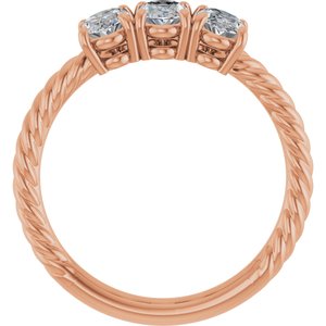 14K Rose Gold 1 1/5 CTW Lab-Grown Diamond Three-Stone Ring