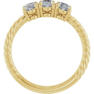 14K Yellow Gold 1 1/5 CTW Lab-Grown Diamond Three-Stone Ring