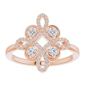 14K Rose Gold 1/3 CTW Natural Diamond Clover Ring