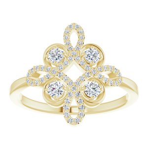 14K Yellow Gold 1/3 CTW Natural Diamond Clover Ring
