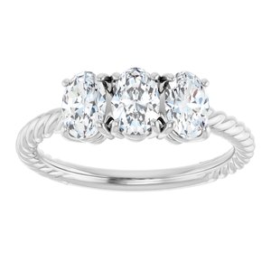 14K White Gold 1 1/5 CTW Lab-Grown Diamond Three-Stone Ring