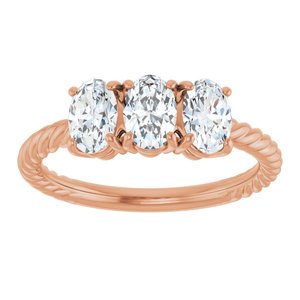 14K Rose Gold 1 1/5 CTW Lab-Grown Diamond Three-Stone Ring