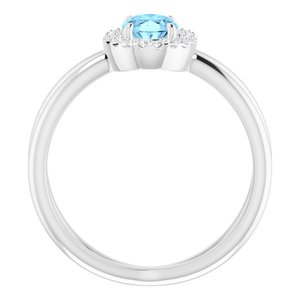 Sterling Silver Natural Aquamarine & 1/10 CTW Natural Diamond Ring