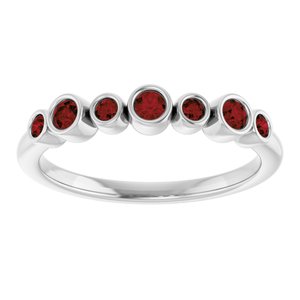 14K White Gold Natural Mozambique Garnet Bezel-Set Ring