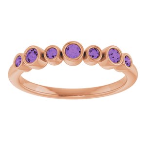 14K Rose Gold Natural Amethyst Bezel-Set Ring