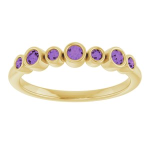 14K Yellow Gold Natural Amethyst Bezel-Set Ring