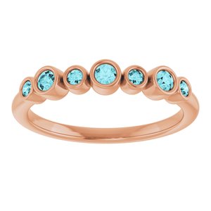 14K Rose Gold Natural Blue Zircon Bezel-Set Ring