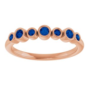 14K Rose Gold Natural Blue Sapphire Bezel-Set Ring
