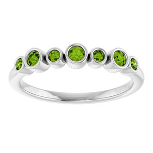 Platinum Natural Peridot Bezel-Set Ring