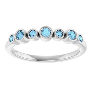 14K White Gold Natural Aquamarine Bezel-Set Ring