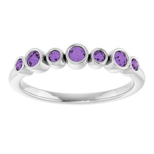 Platinum Natural Amethyst Bezel-Set Ring