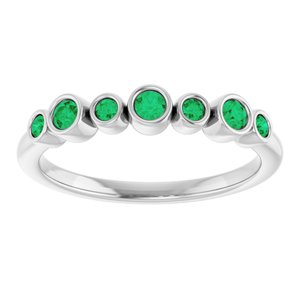 Platinum Lab-Grown Emerald Bezel-Set Ring