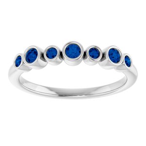 14K White Gold Natural Blue Sapphire Bezel-Set Ring
