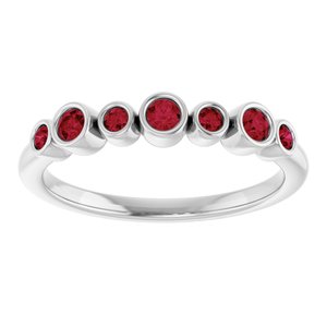 14K White Gold Natural Ruby Bezel-Set Ring