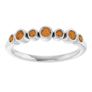 Platinum Natural Citrine Bezel-Set Ring