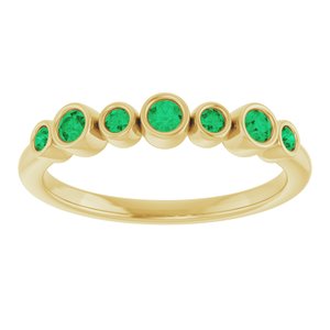 14K Yellow Gold Natural Emerald Bezel-Set Ring