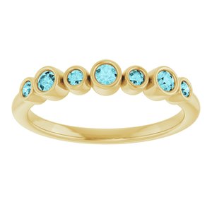 14K Yellow Gold Natural Blue Zircon Bezel-Set Ring