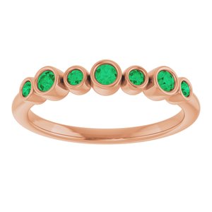 14K Rose Gold Lab-Grown Emerald Bezel-Set Ring