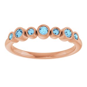 14K Rose Gold Natural Aquamarine Bezel-Set Ring
