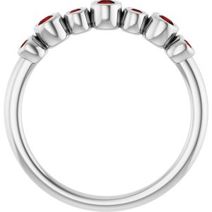 14K White Gold Natural Mozambique Garnet Bezel-Set Ring