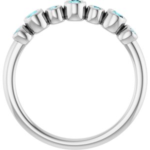 Platinum Natural Blue Zircon Bezel-Set Ring