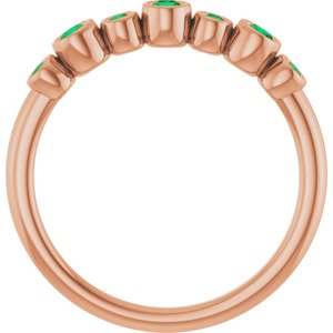 14K Rose Gold Natural Emerald Bezel-Set Ring