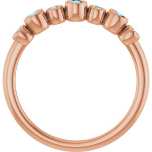 14K Rose Gold Natural Blue Zircon Bezel-Set Ring