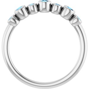 Platinum Natural Aquamarine Bezel-Set Ring